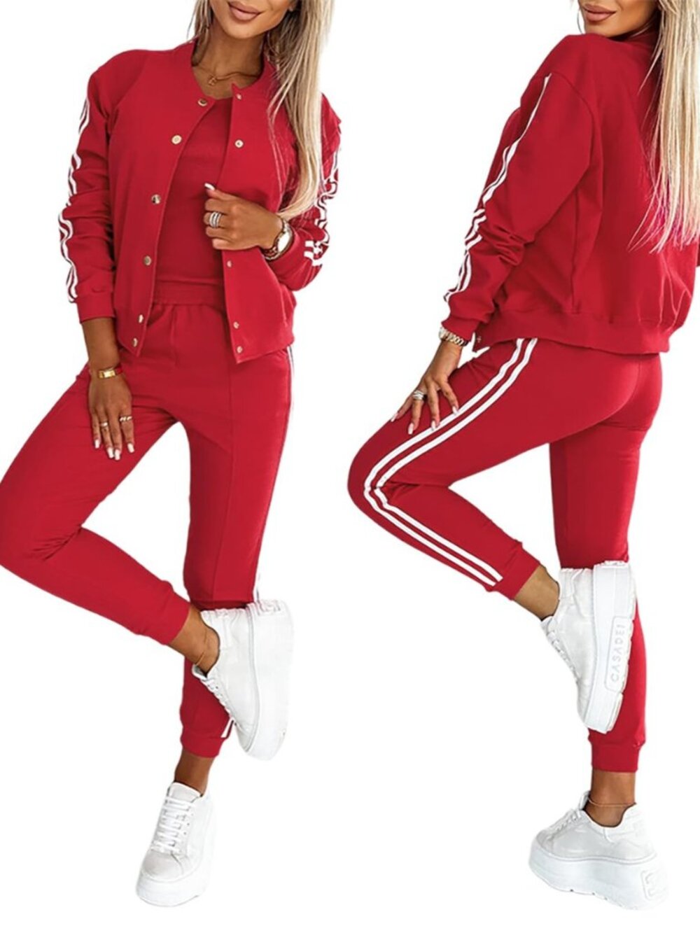 Women's 3 Piece Bomber Jacket Tracksuit Set Airport Travel Outfit